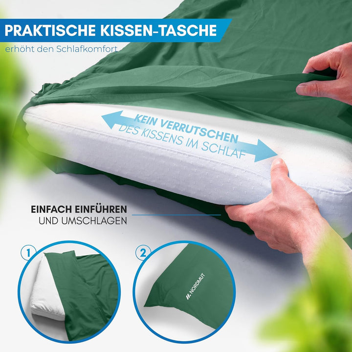 NORDMUT® Hüttenschlafsack Mikrofaser Ultraleicht - Sommerschlafsack Kleines Packmass & Atmungsaktiv