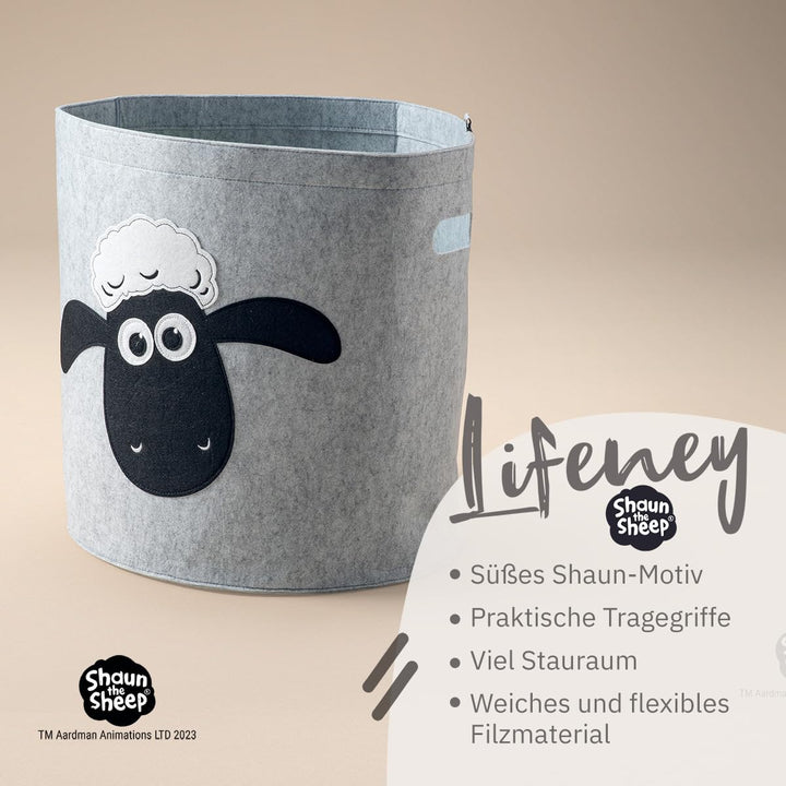 meets "Shaun das Schaf" Aufbewahrungskorb zusammenfaltbar für Kinder – ca. 43,5 x 46 cm Shaun Gesich