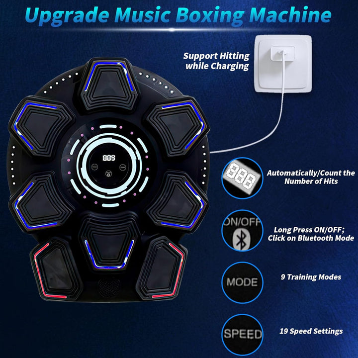 Music Boxing Machine für Erwachsene, Wandmontierte LED Licht Bluetooth Musikboxing Maschine Schwarz-