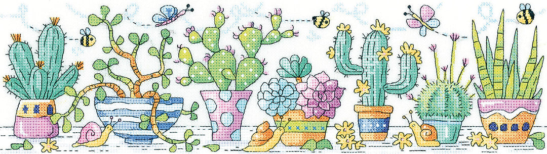 Heritage Kreuzstich Set Aida "Kaktusgarten", Zählmuster, KCCG1480-A, 37,5x10cm