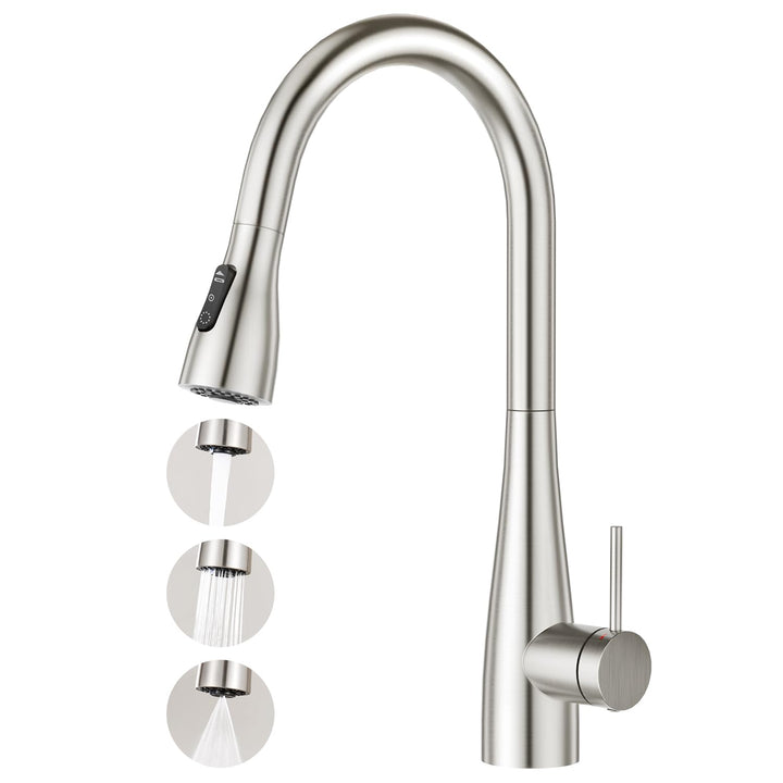 CREA Wasserhahn Armatur Küche Ausziehbar, Küchenarmatur mit Brause 3 Wasserstrahlarten, Hochdruck Ei