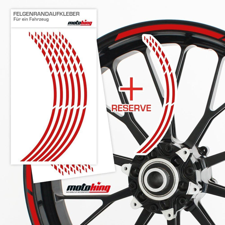 Felgenrandaufkleber im GP-Design in MATT/für 15" bis 19" / ROT MATT, Rot Matt