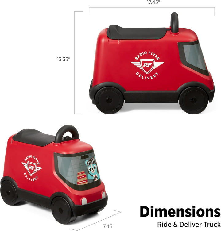 Radio Flyer Ride & Deliver Truck, rotes Rutschfahrzeug für Kleinkinder ab 2 Jahren