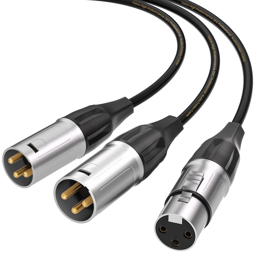 Tisino Balanced XLR Splitter Kabel, 1 Buchse auf 2 Stecker Patch Mikrofonkabel XLR Y Splitter Kabel