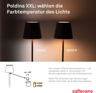 Zafferano Poldina Pro XXL - Dimmbare LED-Tischlampe aus Aluminium, Schutzart IP54, Innen-/Aussenbere