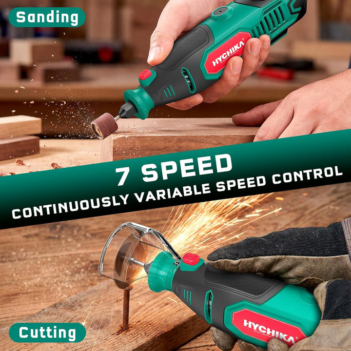 HYCHIKA Rotationswerkzeug-Set mit Kettensägenschärfer, 150 W, kabelgebundenes Drehwerkzeug, 7 variab