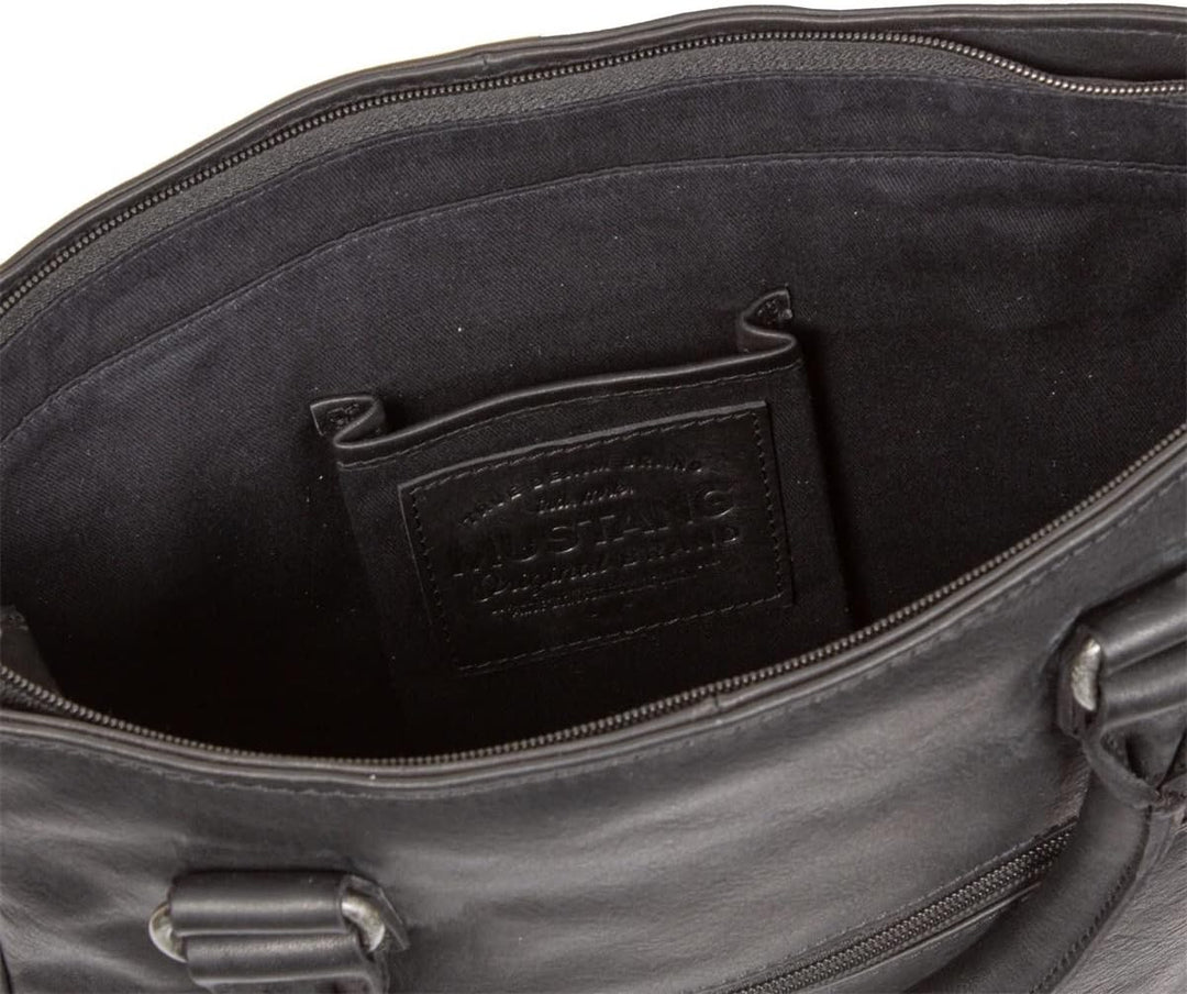 Mustang Memphis Leder Umhängetasche Shopper Schwarz