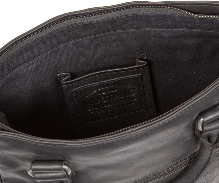 Mustang Memphis Leder Umhängetasche Shopper Schwarz