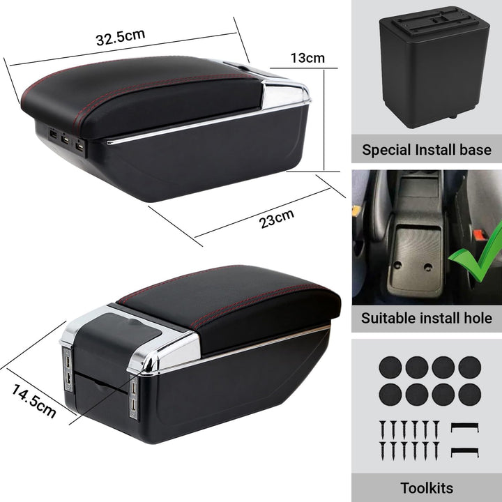 für Berlingo 2010 - 2020 Armlehne Mittelkonsole Aufbewahrungsbox Drehbar Mit Getränkehalter Doppelsc