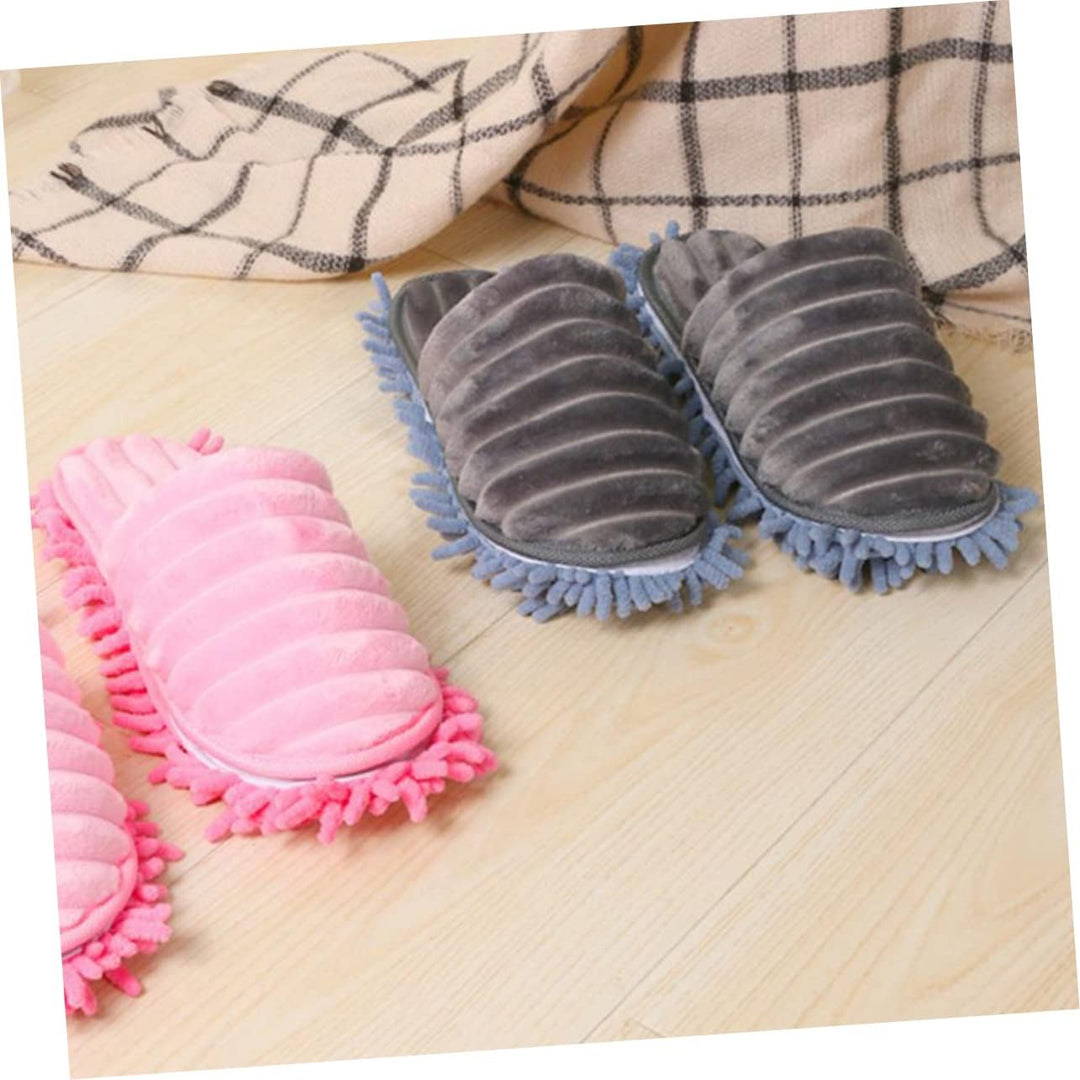 MAGICLULU Flauschige Bodenputzschuhe Damenpantoffeln aus Chenille mit Abnehmbarer Mikrofaser Sohle G