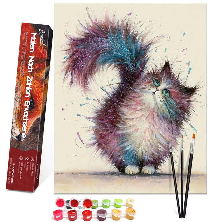 Bougimal Malen Nach Zahlen Erwachsene Tiere Ohen Rahmen inklusive Pinsel und Acrylfarben - 40 x 50 c