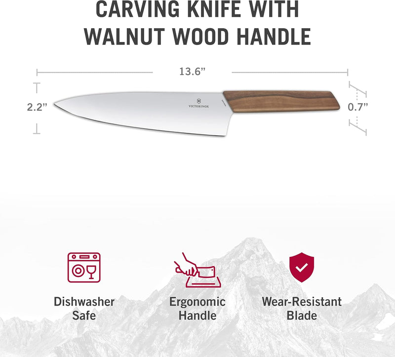 Victorinox, Swiss Modern, Profi Tranchiermesser, Extra Scharfe Klinge, gerader Schliff, 20 cm, Edler