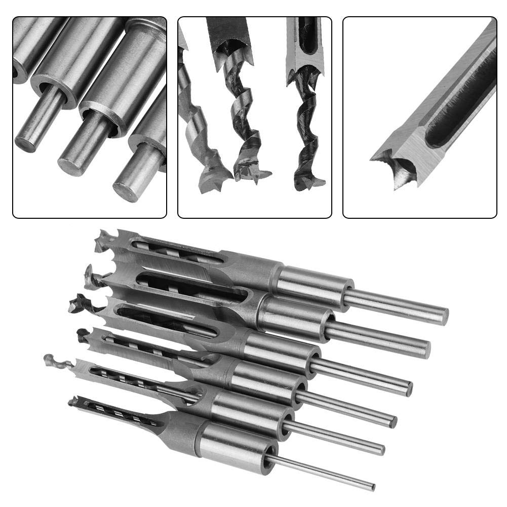 Quadratischer Loch-Bohrer, 6Pcs Lochsäge Schlangenbohrer Holzbearbeitung Werkzeug Holz-Bohrer für qu