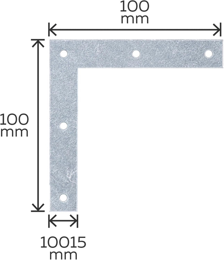 Möbelwinkel, 100 x 100 x 15 mm / 50 Stk., Oberflaeche: galvanisch gelb verzinkt, 100 x 100 x 15 mm /