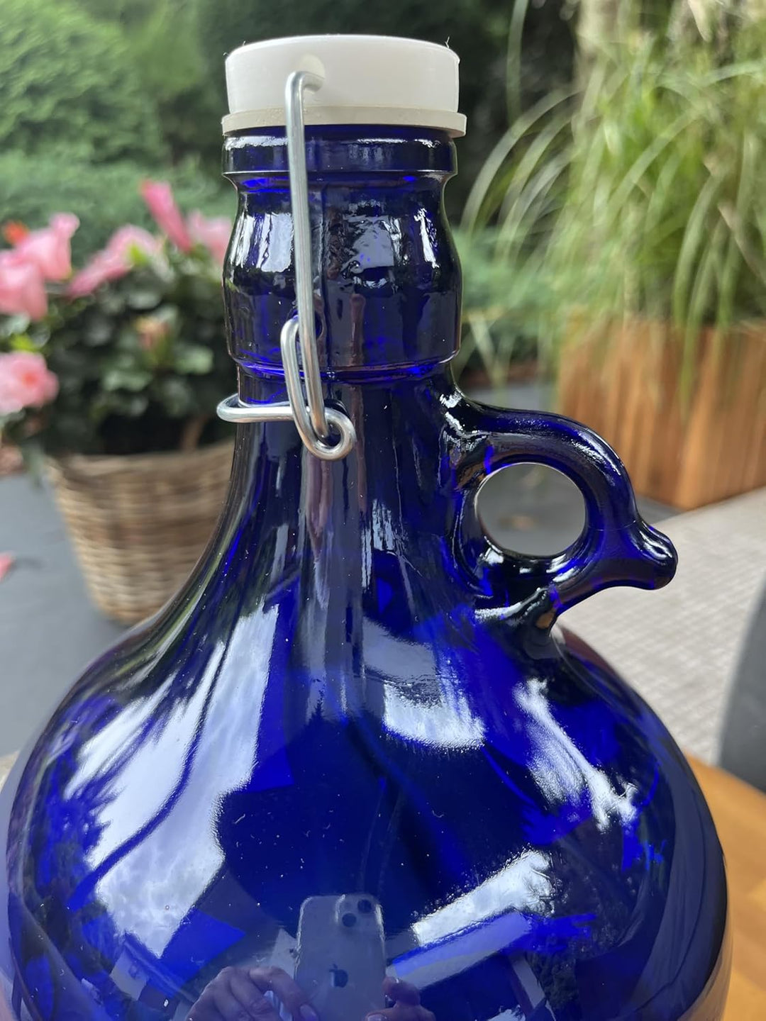 lilawelt24 4x 5L dunkelblau Flasche mit Bügelverschluss Bügelflasche GLASBALLON Weinballon GÄRBALLON