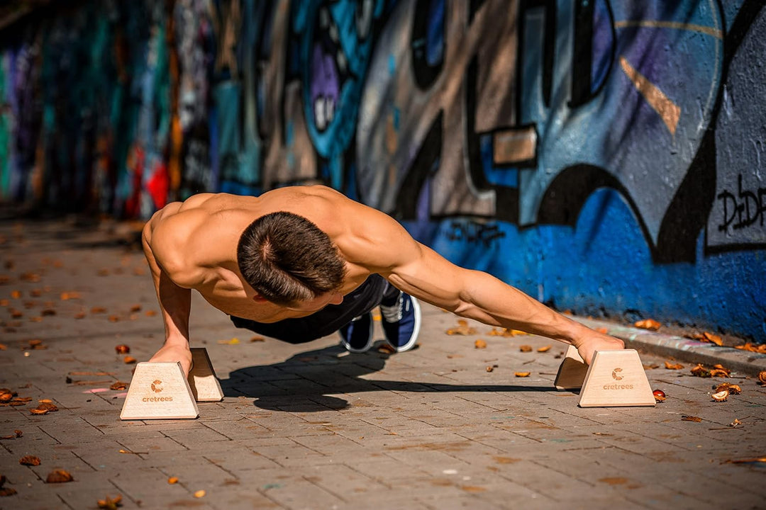 Liegestützgriffe aus Holz Parallettes Holzbarren - Tolles Trainingsausrüstung - Körpertraining auf H