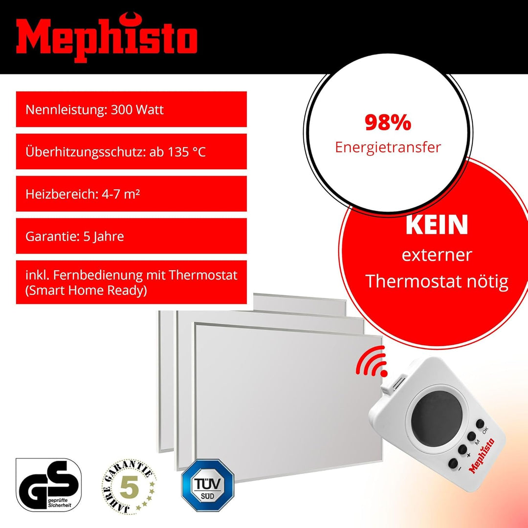 Mephisto Infrarot Heizung Wand- Decken-Standheizung energiesparend Elektroheizung inkl. Fernbedienun