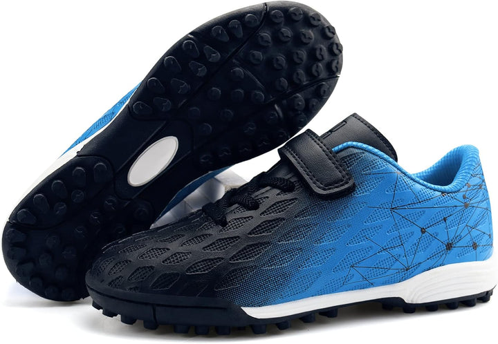 JABASIC Hallen Fussballschuhe Kinder Jungen Mädchen Fussballschuhe Kinder Kunstrasen 25 EU Schwarz B