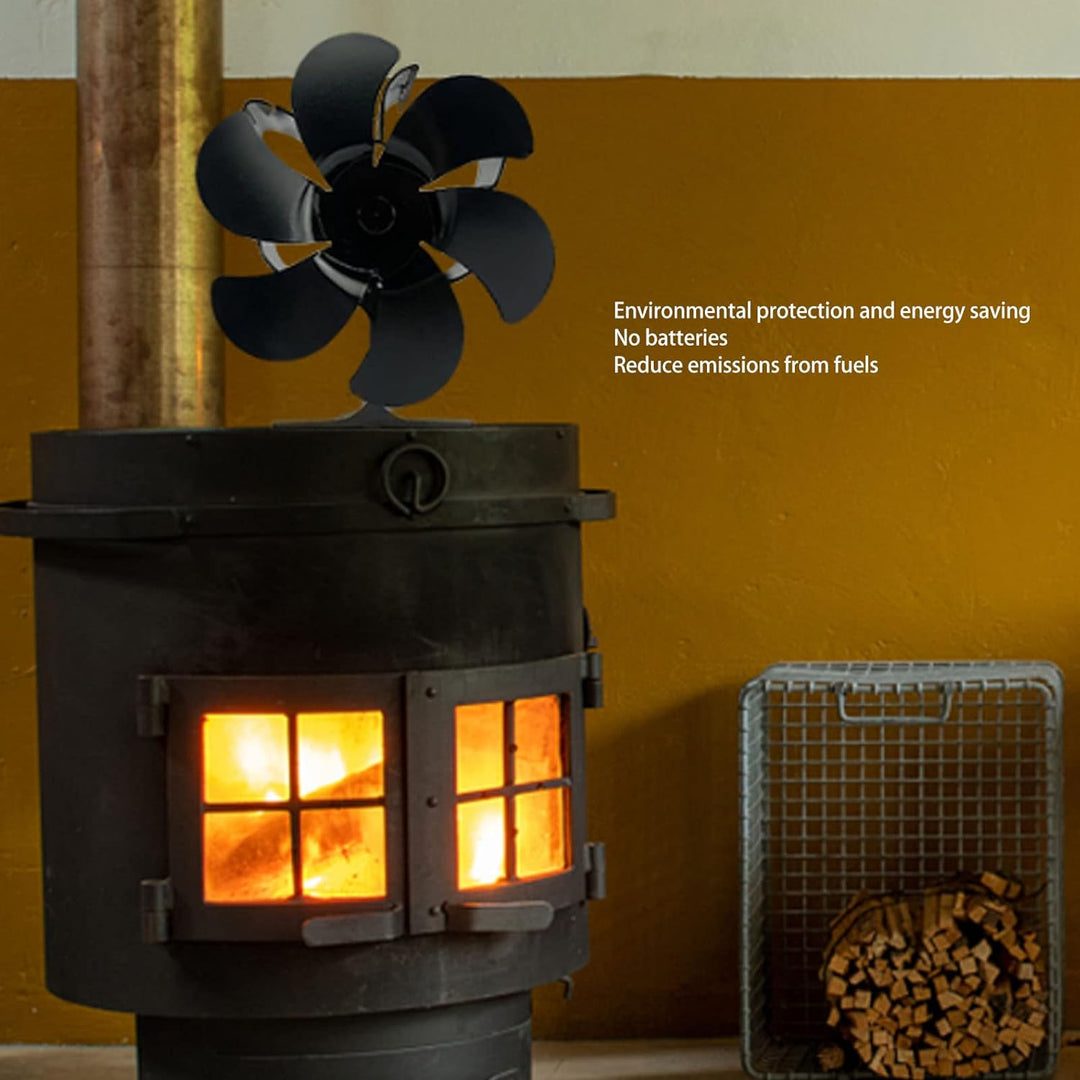 Wakects Ofenventilator für Kamin, Kaminventilator, 6 Flügel, nicht elektrisch, für Holzöfen, Öfen, S