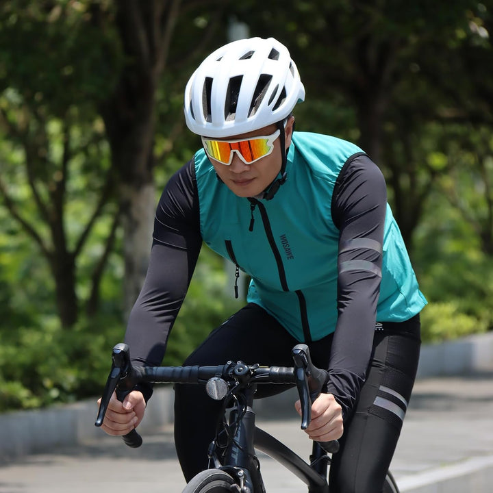 WOSAWE Herren Fahrradweste Leicht Atmungsaktiv ärmellos Laufjacke Winddicht Radweste mit YKK-Reissve
