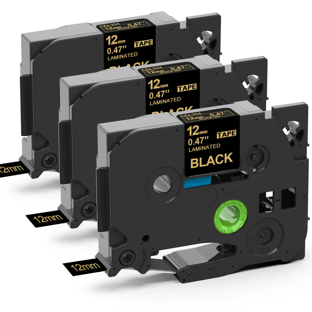 3x MarkField Kompatible Laminiert Schriftband für Brother P-Touch Label Maker TZ TZe-334 Bänder Gold