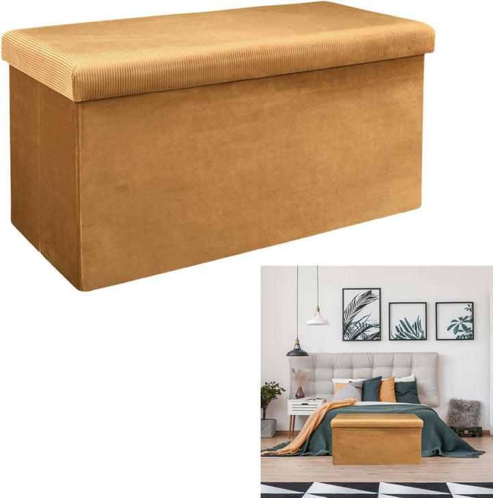 THE HOME DECO FACTORY HD6817 BANCO-PUF PLEGABLE Amarillo, Polyester, gelb, 77 x 38 x 38, Gelb
