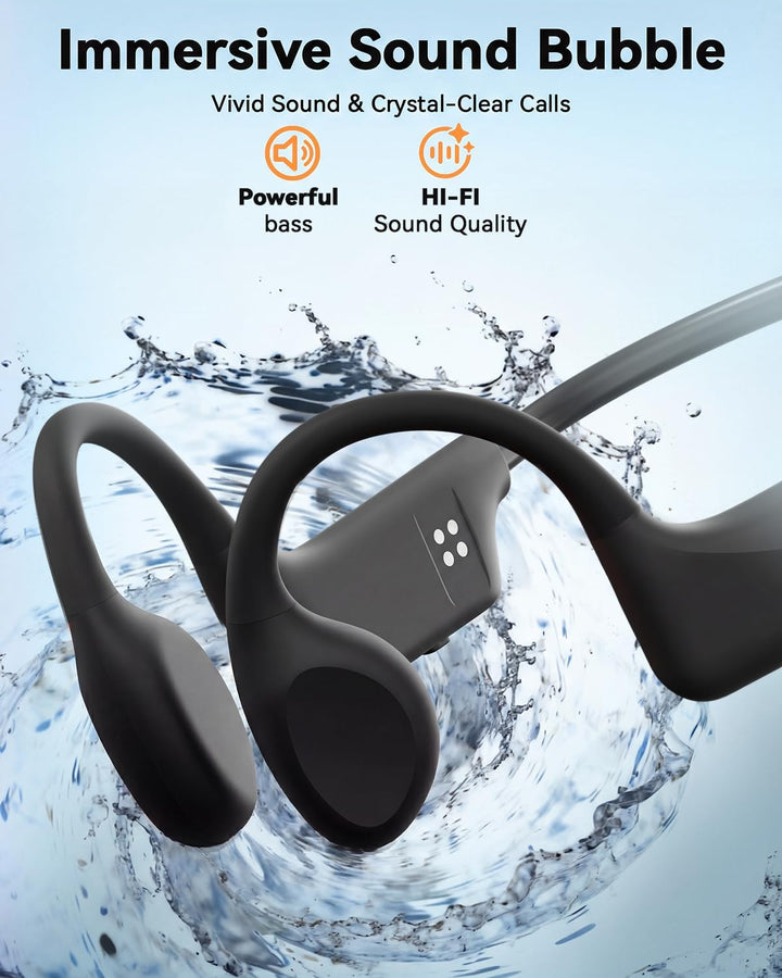 MONODEAL Knochenschall Kopfhörer Schwimmen Bluetooth 6.0 IPX8 Unterwasser 32G MP3 Open-Ear Bone Cond