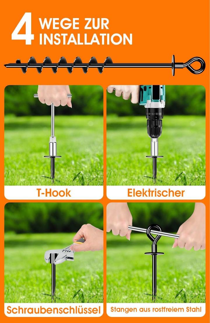 Schwerlast Bodenanker 27inch,Robust voll verschraubter Erdanker zur Befestigung von Trampolinen, Vor