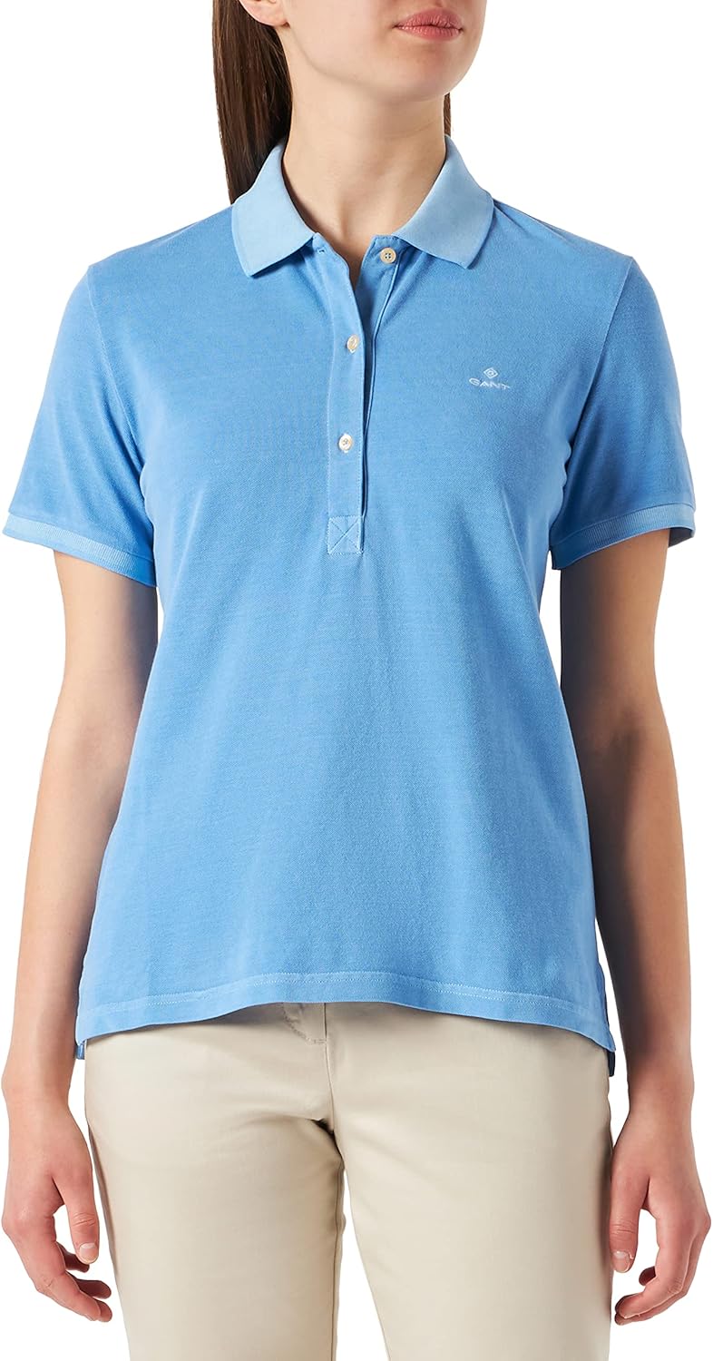 GANT Damen Sunfaded Ss Polo Pique Polohemd, Azure Blue