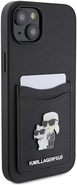 Karl Lagerfeld KLHCP15SSAPKCNPK Hülle für iPhone 15 6.1" Schwarz hardcase Saffiano Cardslot Karl&Cho