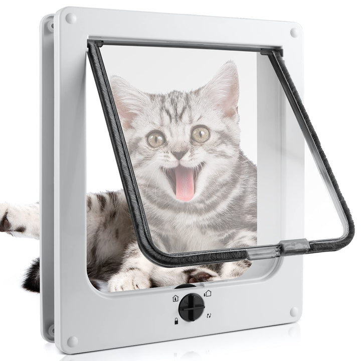 Sailnovo Katzenklappe Hundeklappe 4 Wege Facile-Verschluss für Katzen und kleine Hunde, Installieren