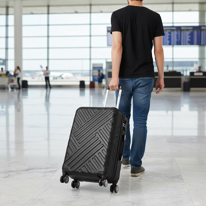 Zelsius Koffer Set 3 Stück, Schwarz | ABS Hartschalenkoffer mit Zahlenschloss, Doppelrollen und Inne