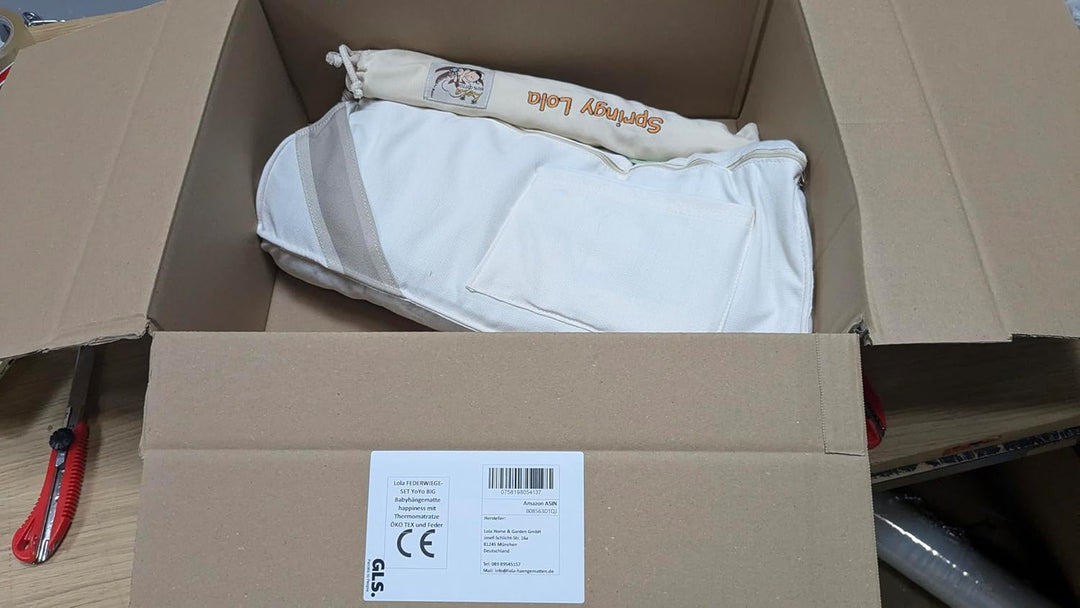 Lola FEDERWIEGE-SET YoYo BIG Babyhängematte happiness mit Thermomatratze ÖKO TEX und Feder