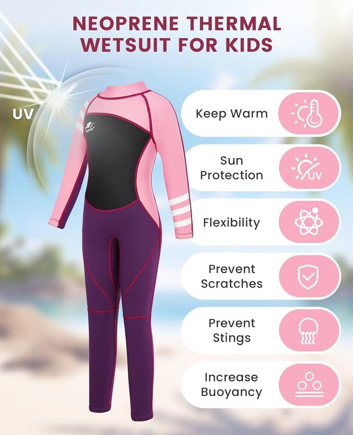 Gogokids Kinder Neoprenanzüge - Jungen Mädchen Rash Guard Einteiler Thermische Badeanzüge 2.5mm Neop