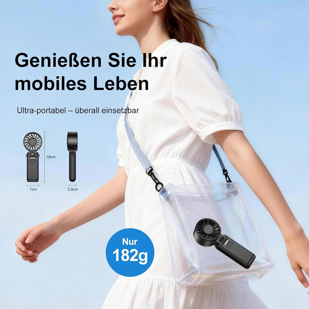 Handventilator 100 Stufen Leise Leistungsstark – Tragbarer Mini Ventilator USB Wiederaufladbar mit L