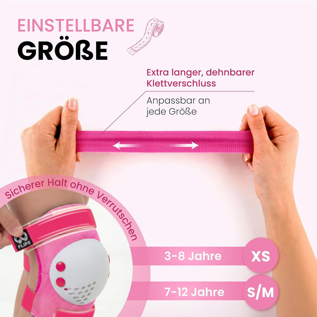 Schützer Inliner Kinder Set 3-12 Jahre [6er Set] mit Knieschoner, Ellenbogenschoner und Handschoner