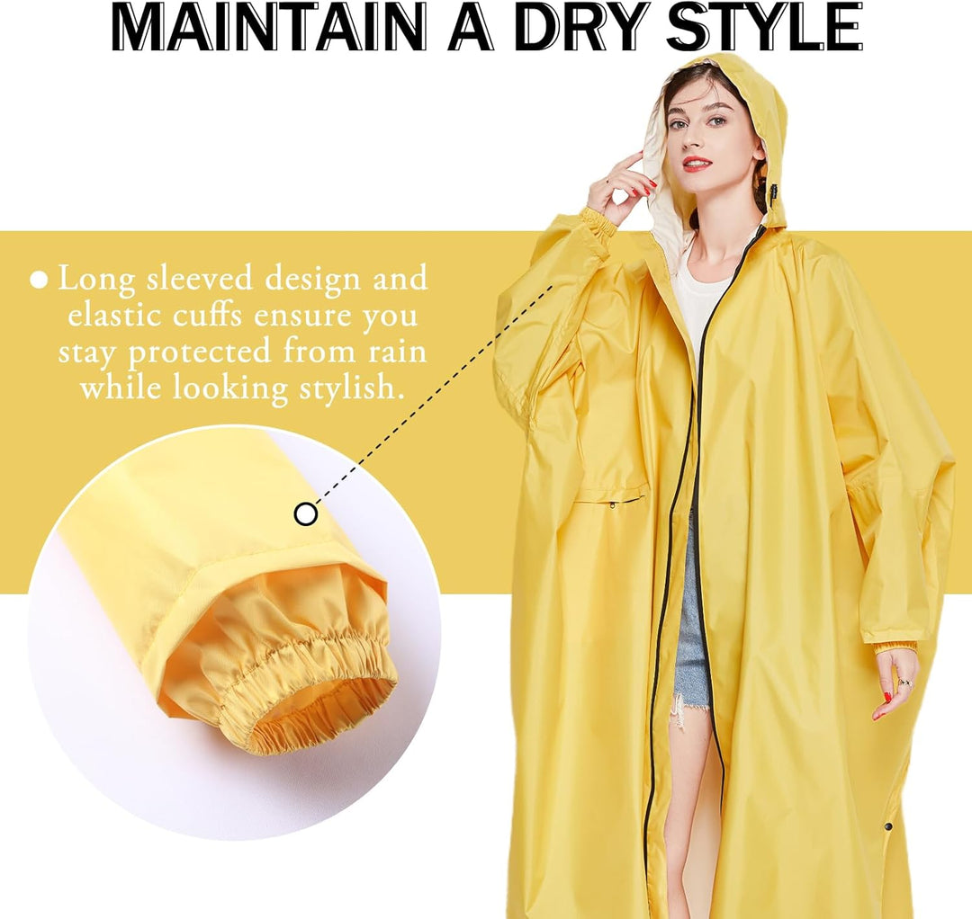 Ynport Crefreak Damen Lange Wasserdichte Regenmäntel Leichter Regenponcho Packbare Outdoor-Regenbekl