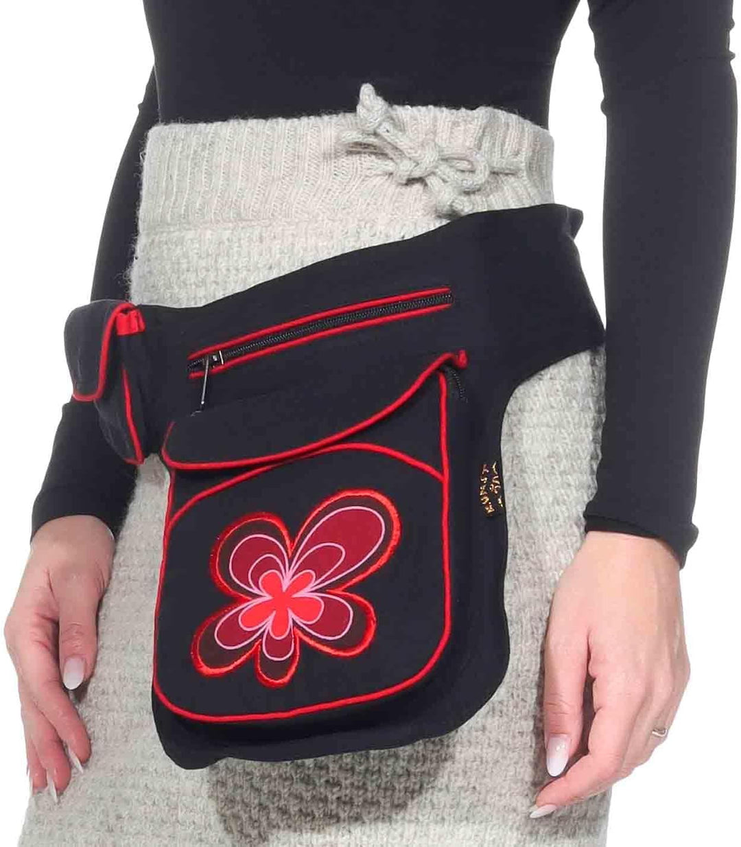 KUNST UND MAGIE Goa Schulter Bauchtasche Gürteltasche Bauchgurt Hippie Psy Festival Blumenmotiv, Far
