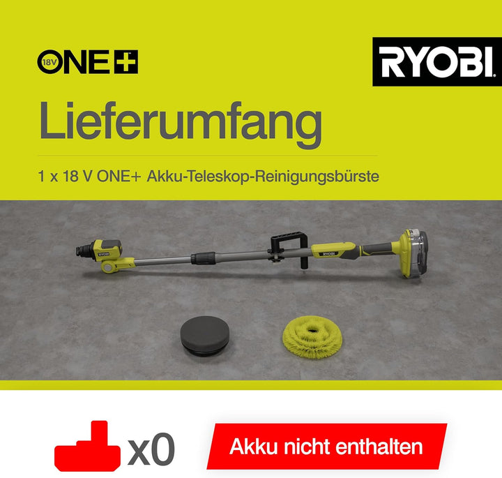 RYOBI 18 V ONE+ Akku-Reinigungsbürste R18TPS-0 (15 cm rotierender Borstenkopf, teleskopierbar bis zu