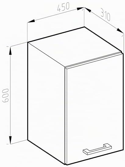 Vicco Hängeschrank R-Line, Weiss Hochglanz/Anthrazit, 45 cm Weiss Hochglanz Hängeschrank 45 cm, Weis