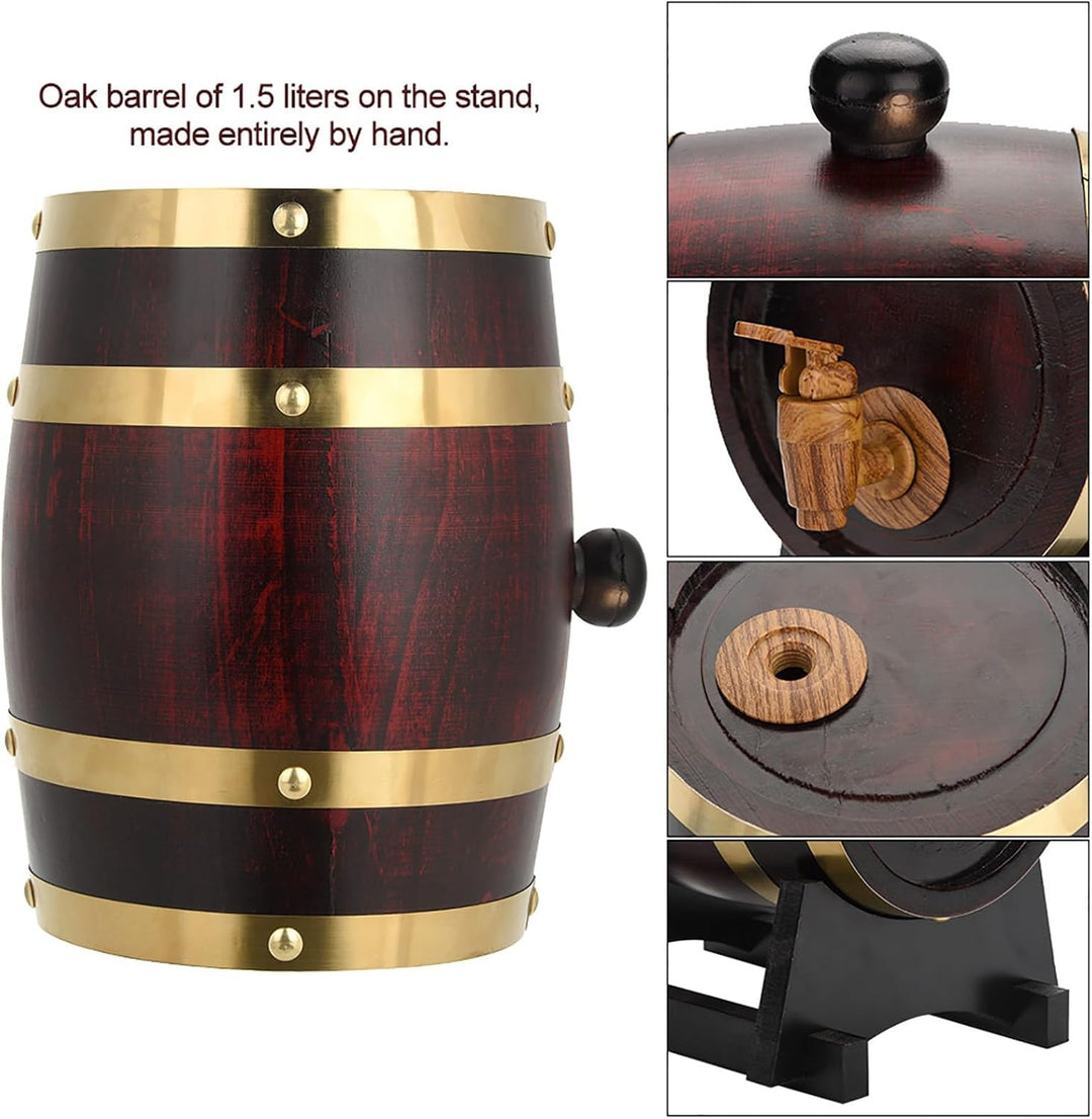 Greensen Eichenfässer 1,5L Holzfass Vintage Weinfass Holz Weinspender Personalisierte Weinfässer Whi
