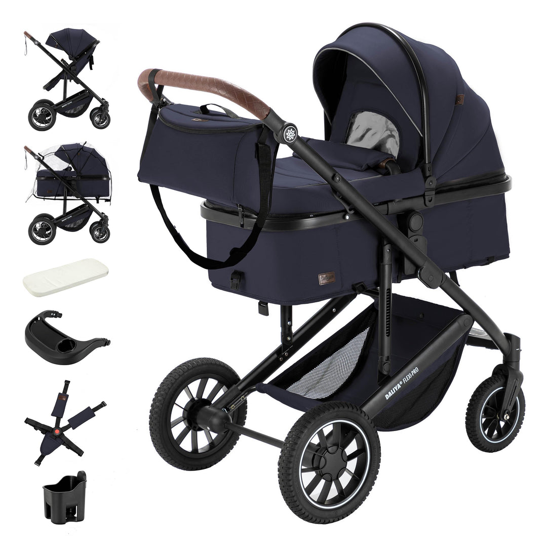Daliya® FLEXI-PRO M 2in1 Kinderwagen & Buggy (Blau-Grau), Blau-Grau