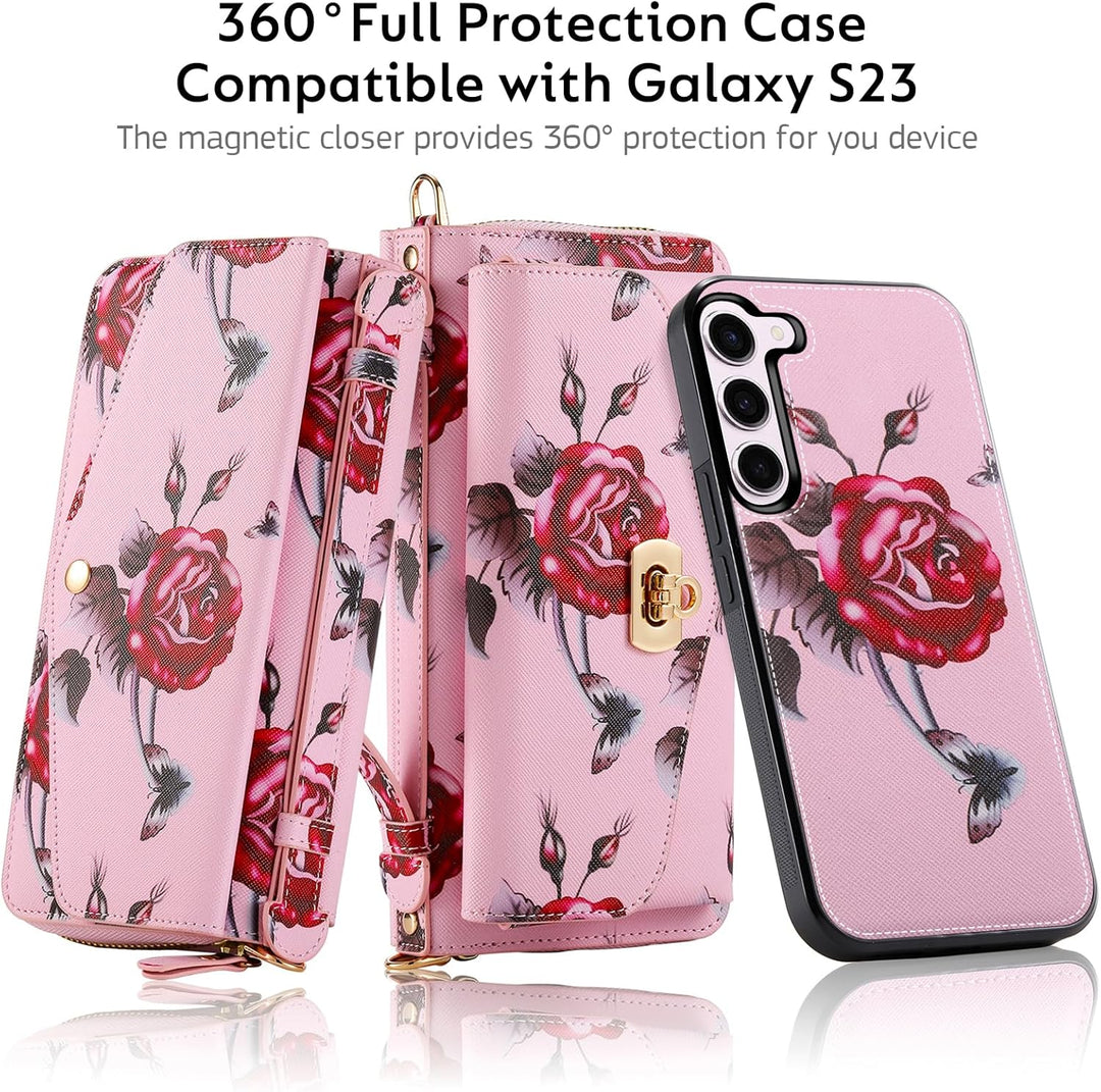 URMAX Galaxy S23 LederHülle Handyhülle, [Premium PU Leder] [Kartenfach] [Magnetverschluss] RFID Schu