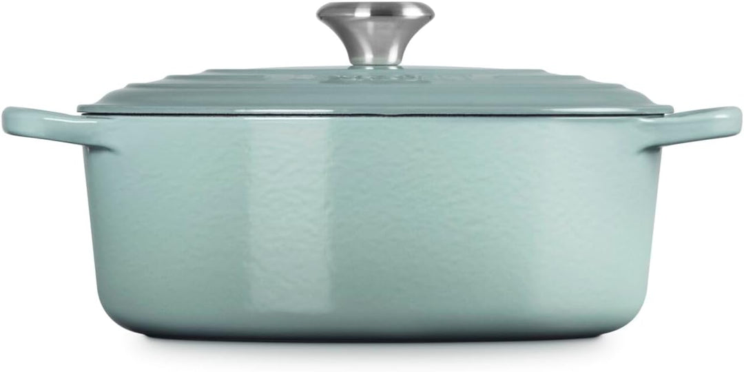 Le Creuset Signature Ovaler Bräter aus Gusseisen, 27 cm, 4,1 Liter, Sea Salt Sea Salt 35,2 x 22,6 x