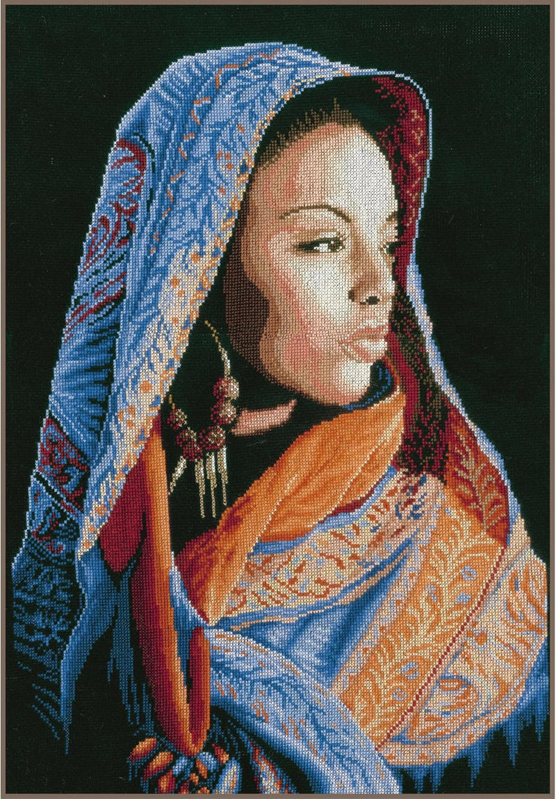 LANARTE PN Zählmusterpackung Afrikanische Frau aida Kreuzstichpackung, Baumwolle, Mehrfarbig, 32 x 4