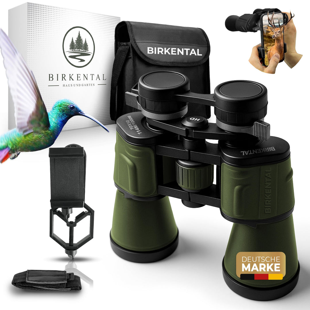 Birkental Fernglas 10x50 mit Dioptrienverstellung – HD Feldstecher, BAK4 Prisma & FMC Objektiv - bri