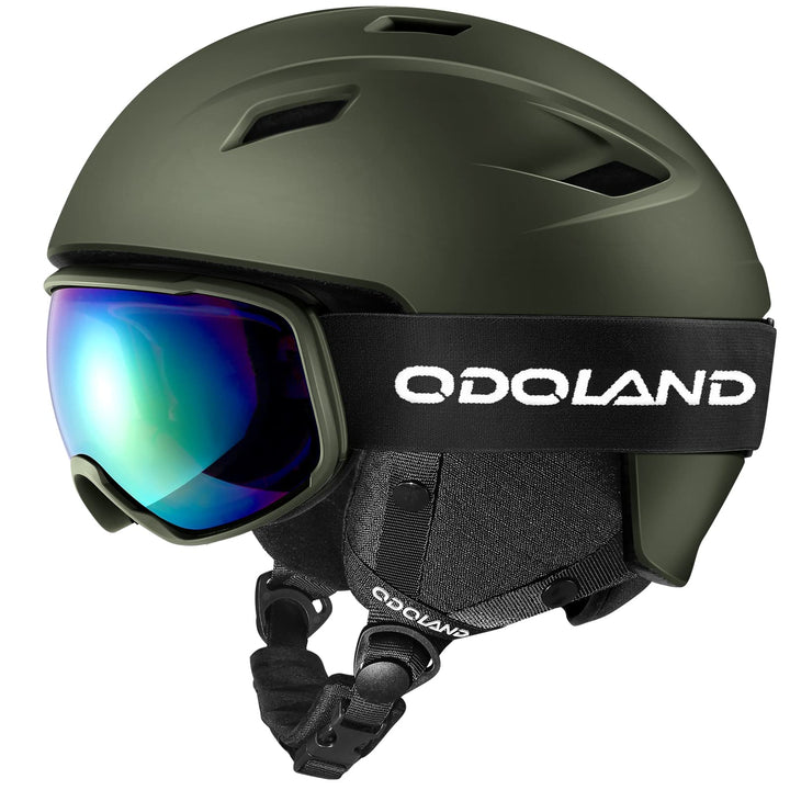 Odoland Skihelm und Skibrille Set Snowboardhelm mit Snowboardbrille für Damen und Herren Ski Goggles