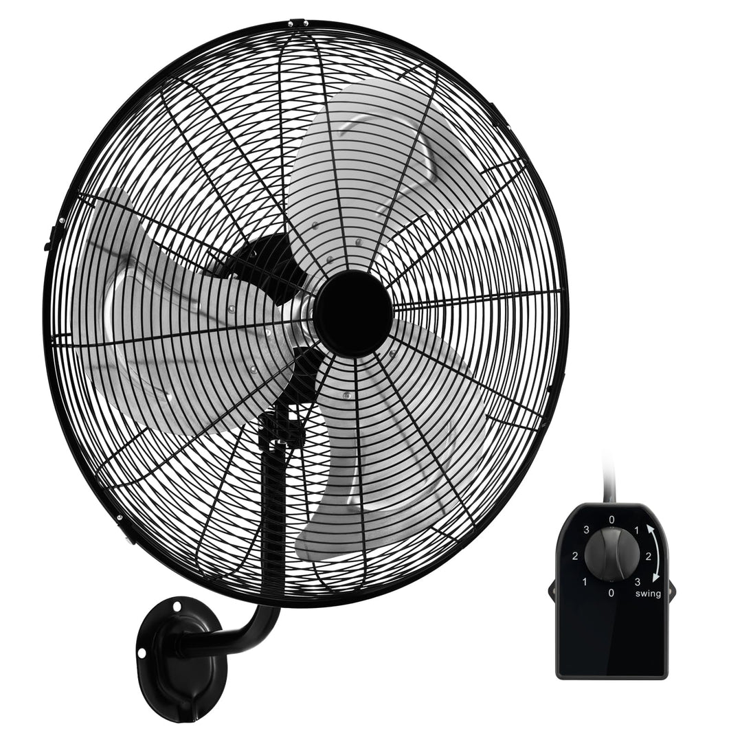 GOPLUS Wandventilator, 51cm oszillierender Ventilator, 3 Geschwindigkeiten (Schwarz), Schwarz
