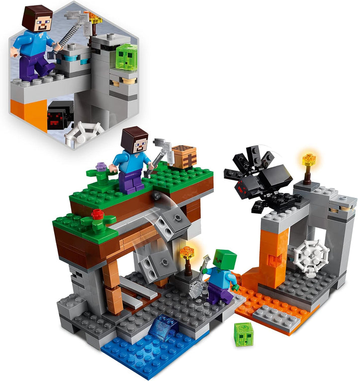 LEGO Minecraft Die verlassene Mine Bauset, Zombiehöhle mit Figuren: Schleim, Steve und Spinne 21166