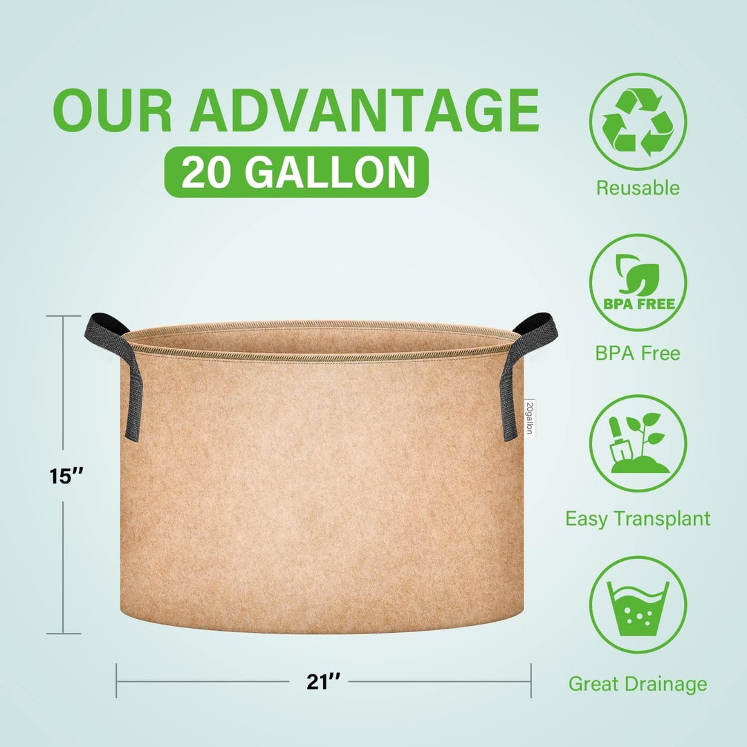 iPower 60L 5er Pack Grow Bags Stoff Belüftungstöpfe Behälter mit Riemengriffen für Kindergarten und